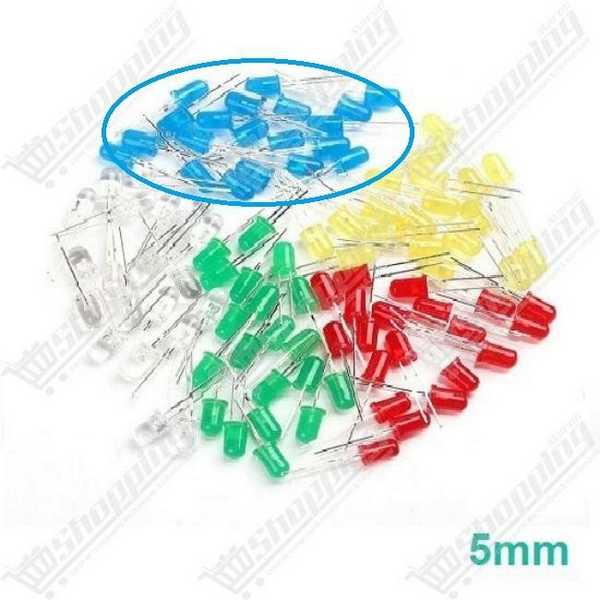 Diode LED 5mm Ronde Rouge Vert Bleu Jaune
