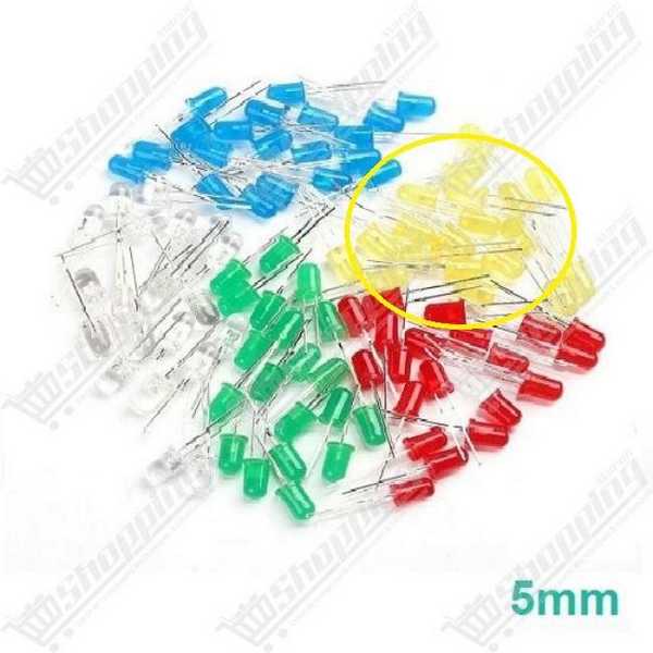 Diode LED 5mm Ronde Rouge Vert Bleu Jaune