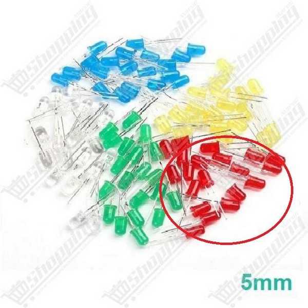 Diode LED 5mm Ronde Rouge Vert Bleu Jaune