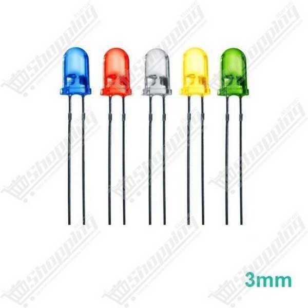 Diode LED 3mm F3 Ronde Rouge-Vert-Bleu-Jaune