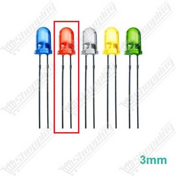 Diode LED 3mm F3 Ronde Rouge-Vert-Bleu-Jaune