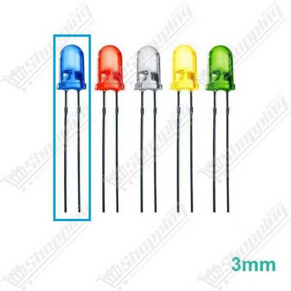 Diode LED 3mm F3 Ronde Rouge-Vert-Bleu-Jaune