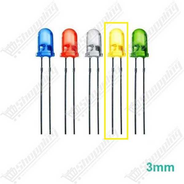 Diode LED 3mm F3 Ronde Rouge-Vert-Bleu-Jaune