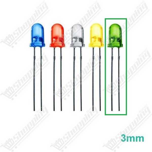 Diode LED 3mm F3 Ronde Rouge-Vert-Bleu-Jaune