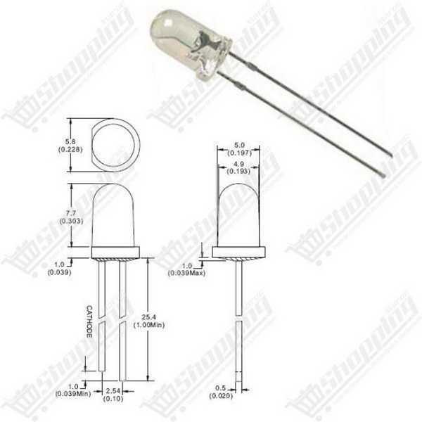 Diode LED 5mm Blanche Haute Luminosité F5