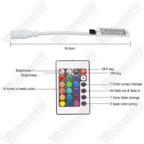 Télécommande IR 24 touches et contrôleur pour ruban LED RGB