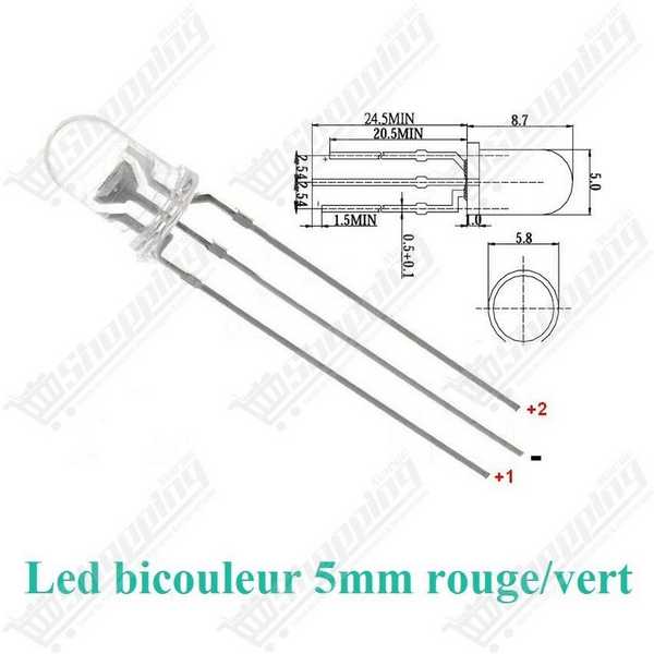 LED 5mm bicolore rouge/vert