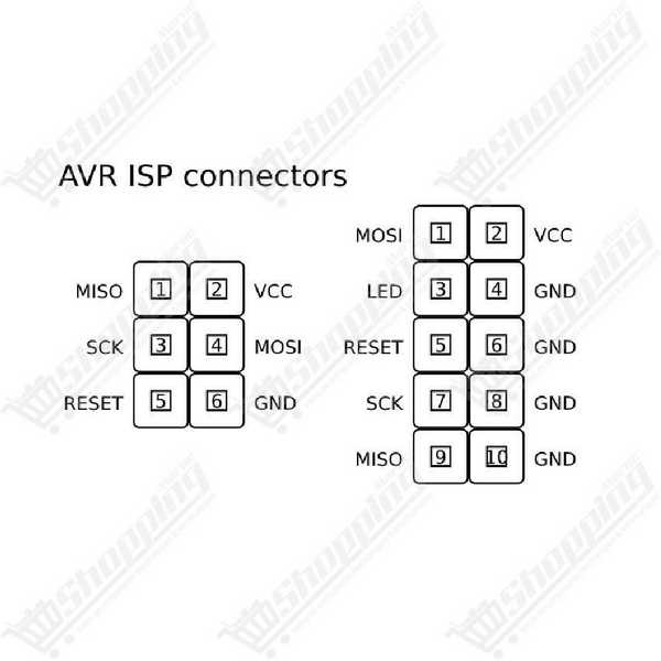 Adaptateur AVR ISP 10 pins vers 6 pins pour USBASP