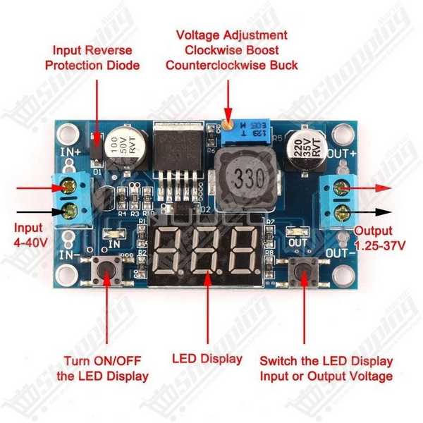 Module Abaisseur de Tension Step-Down DC-DC LM2596 avec Voltmètre