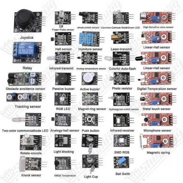 Kit 37 capteurs et modules pour Arduino sans boîte