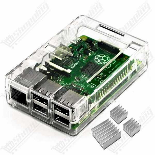 Boîtier transparent en ABS pour Raspberry Pi 3 Model B, B+ et 2 avec 3 dissipateurs thermiques en aluminium.