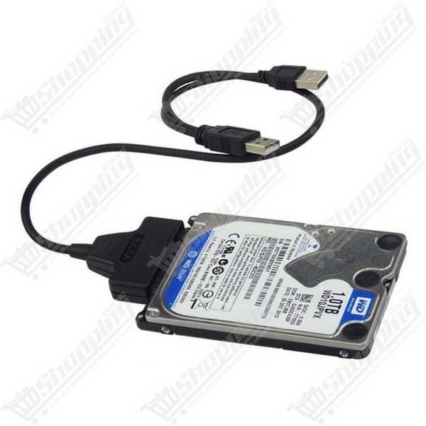Câble adaptateur USB 2.0 vers SATA 22 broches pour disque dur HDD/SSD 2,5 pouces