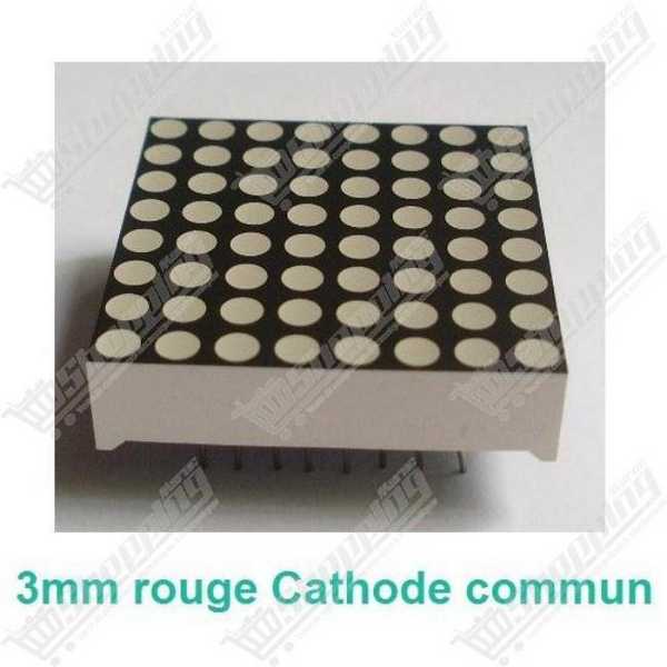Matrice de LED 8x8 Rouge 32x32mm - Cathode Commune - LED 3mm