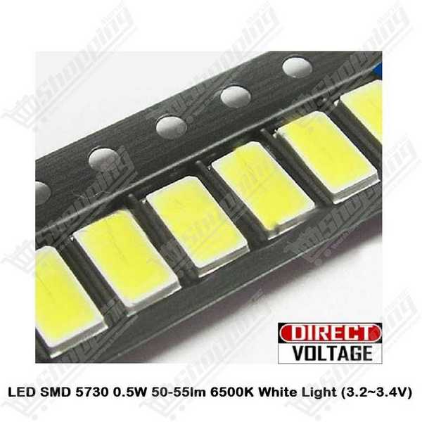 Lot de 10 LED SMD 5730 Blanc Froid 0.5W 6500K