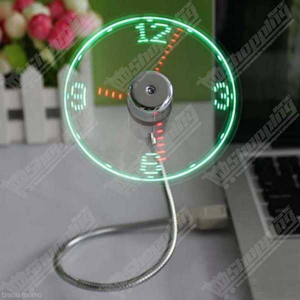 Mini ventilateur USB flexible avec horloge LED