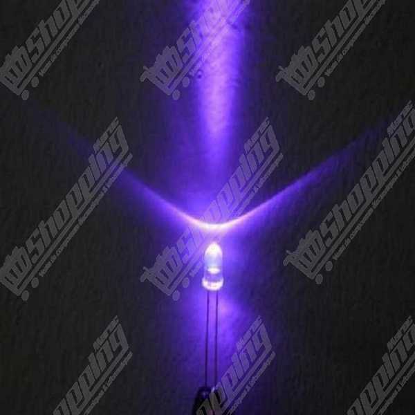 Diode LED 3mm Ultraviolet (UV) 395-410nm F3