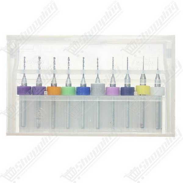 Ensemble de 10 micro-forets en carbure pour PCB 0.2mm-1.2mm avec boîtier