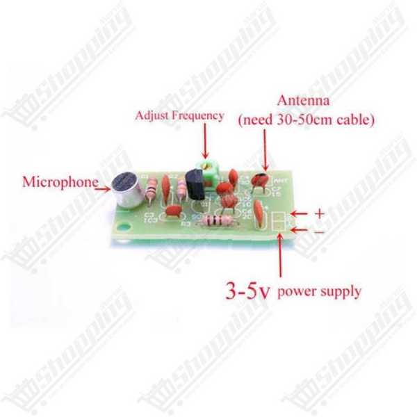Module Émetteur FM Sans Fil 91-103 MHz 3-5V avec Microphone
