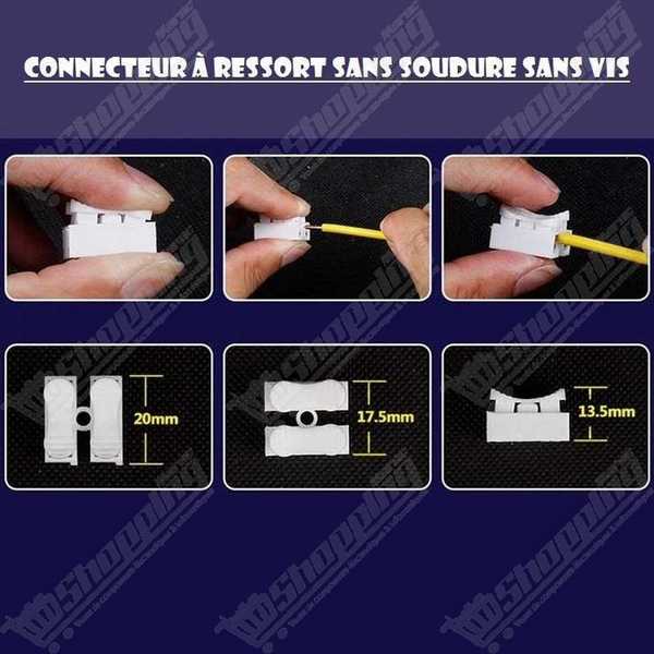 Borne de connexion électrique rapide 2 voies sans vis à ressort
