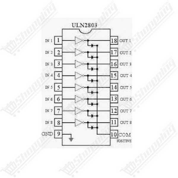 Circuit intégré ULN2803 - Réseau de 8 transistors Darlington DIP-18