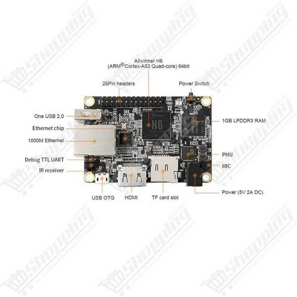 Orange Pi One Plus H6 - Quad-Core 64 bits 1 Go RAM Cortex-A53