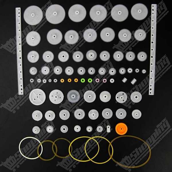 Kit de 75 types d'engrenages et pignons en plastique