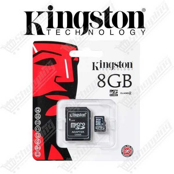 Carte Mémoire MicroSDHC Kingston 8Go Classe 4 avec Adaptateur SD