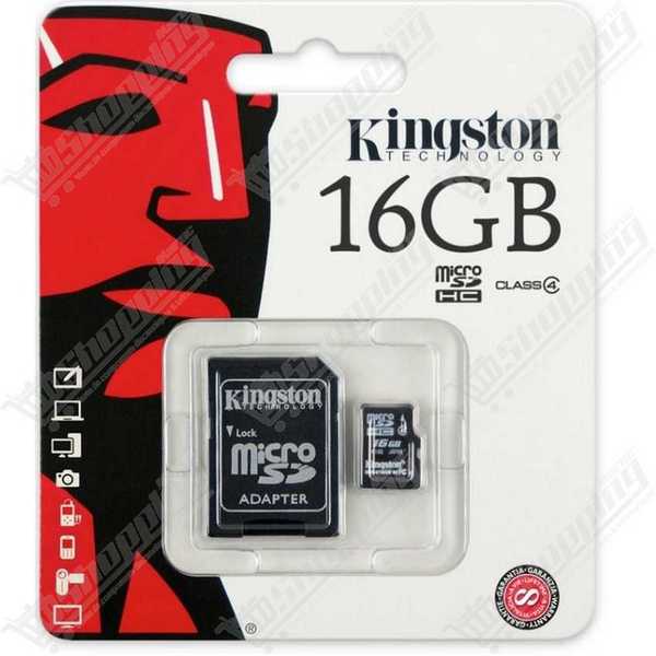 Carte mémoire MicroSDHC Kingston 16 Go Classe 4 avec adaptateur SD