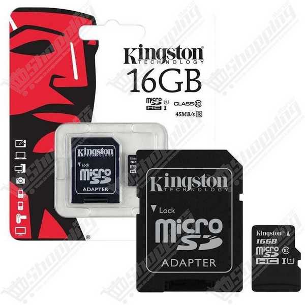 Carte Mémoire MicroSDHC Kingston 16 Go Classe 10 avec Adaptateur SD