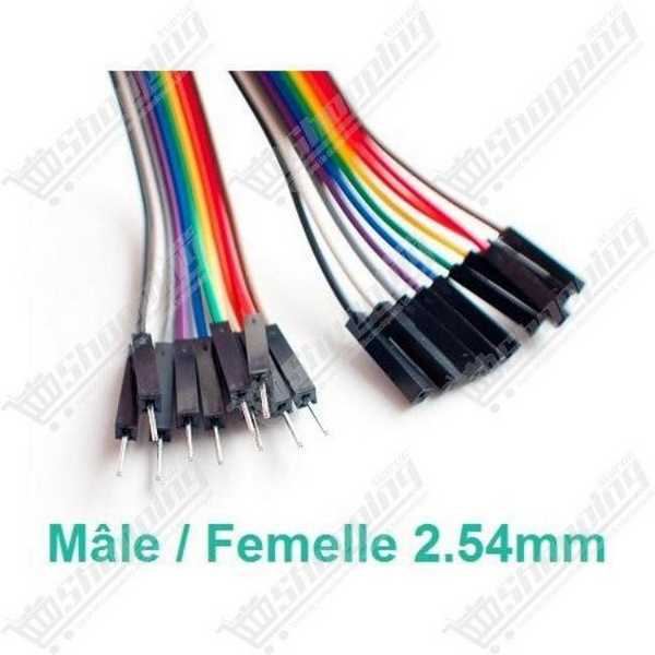 Lot de 10 câbles Dupont Mâle-Femelle 10cm 2.54mm