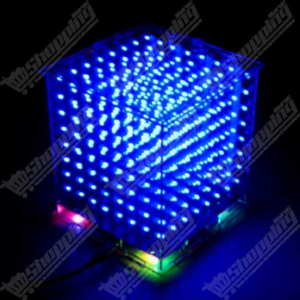 Kit Cube LED 3D 8x8x8 Bleu 3mm