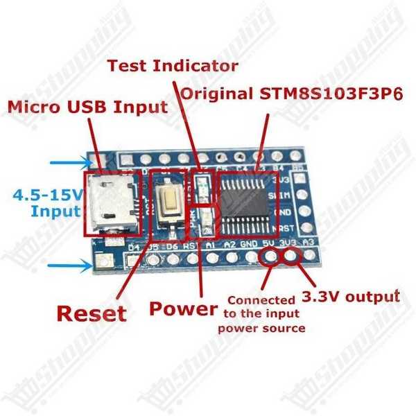 Carte de développement STM8S103F3P6 STM8
