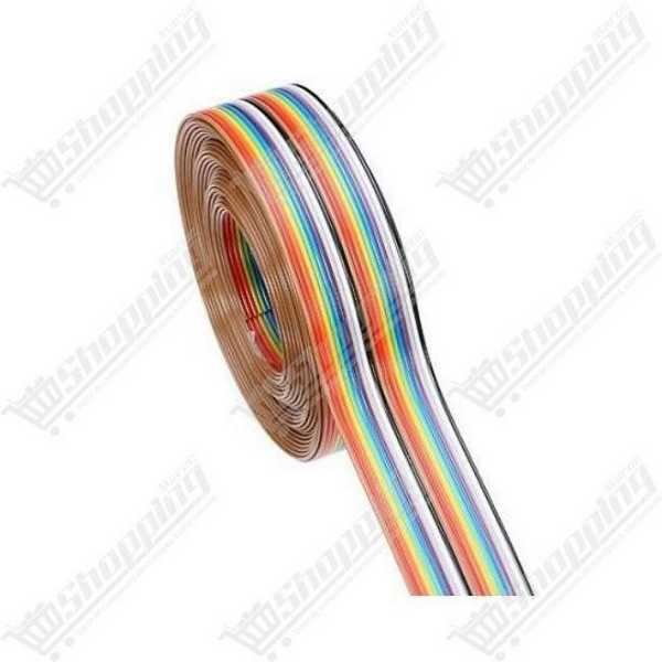 Câble Nappe 20 Voies Pas 2.54mm Multicolore 1 Mètre