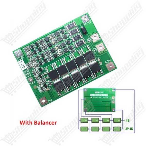 Module BMS 4S 40A 16.8V pour Batterie Lithium Li-ion 18650 avec Protection et Équilibrage