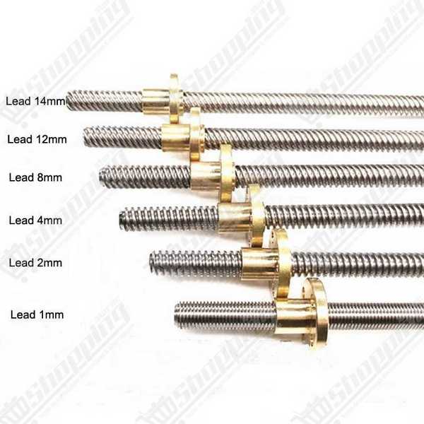 Vis sans fin trapézoïdale T8 8mm - Longueur 1000mm