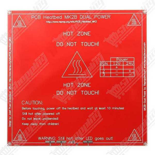 Plateau chauffant PCB MK2B 214 x 214 mm