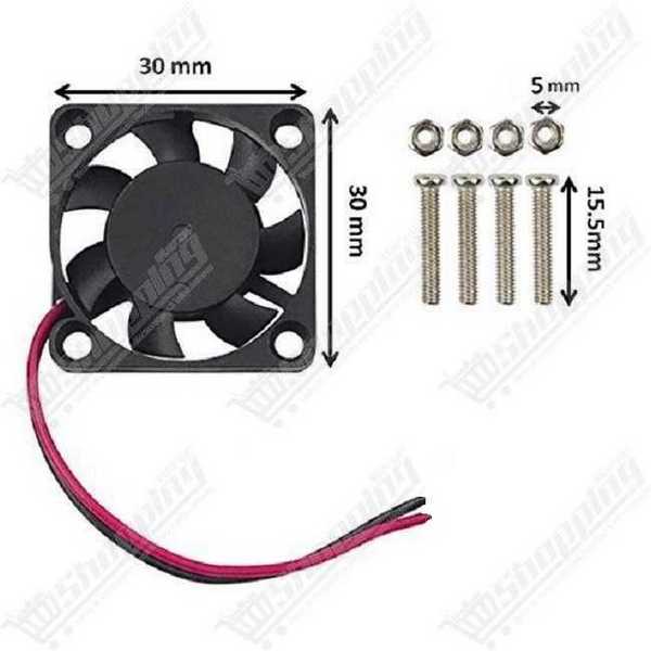 Ventilateur de refroidissement 30x30x10mm 5V avec vis et écrous