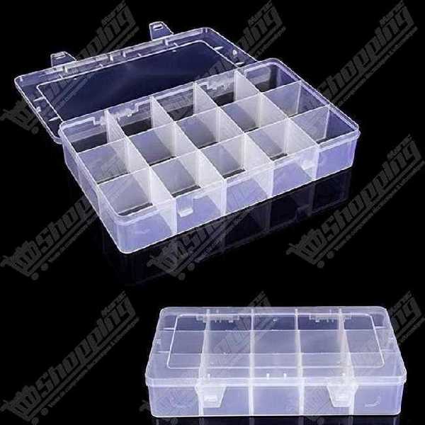 Boîte de rangement transparente 15 cases 171 x 96 x 22 mm