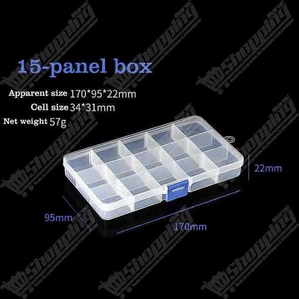 Boîte de rangement transparente 15 cases 171 x 96 x 22 mm