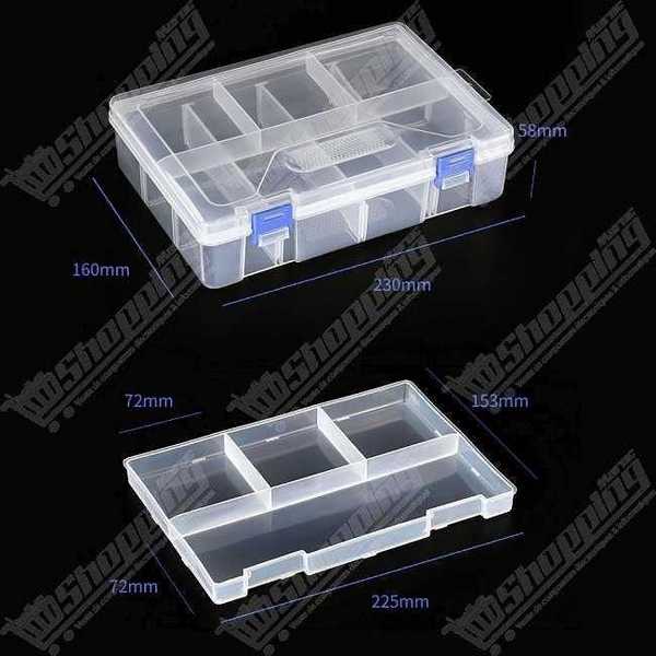 Boite de rangement double étage 230x160x58mm transparente
