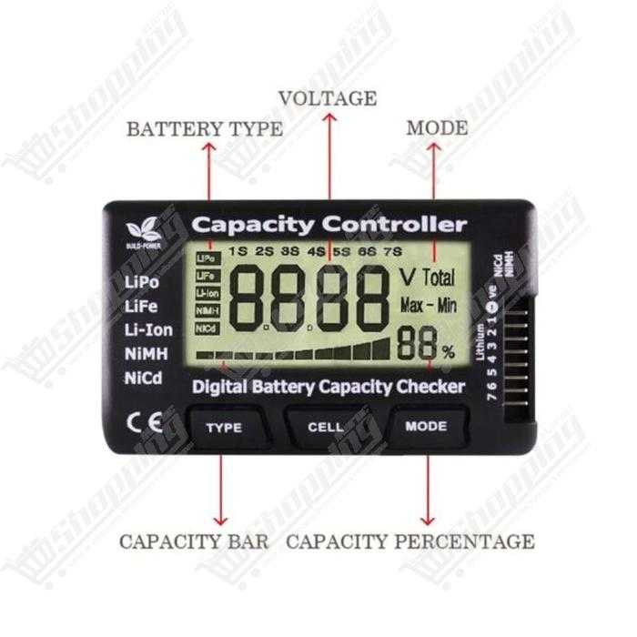 CellMeter-7 Testeur de batterie numérique pour LiPo, LiFe, Li-ion, NiCd et NiMH