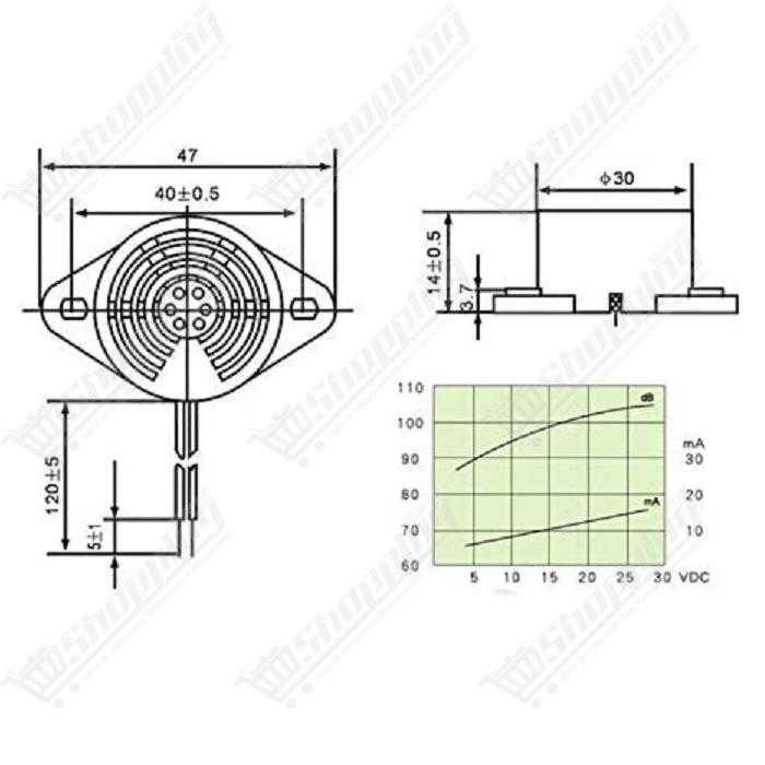 Buzzer alarme électronique actif SFM-27 DC 3-24V 95dB son continu