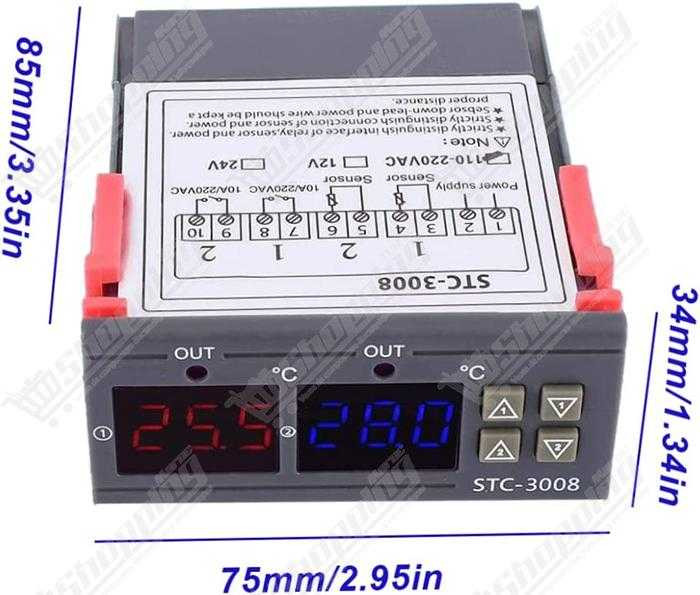 Thermostat Numérique STC-3008 - Régulateur de Température Double Affichage avec Double Sonde 110-220V