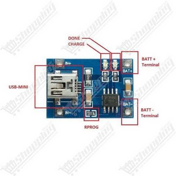 Module de charge de batterie lithium TP4056 1S 1A 18650