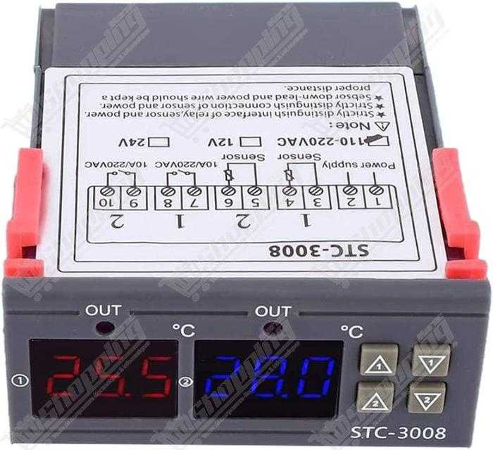 Thermostat Numérique STC-3008 - Régulateur de Température Double Affichage avec Double Sonde 110-220V