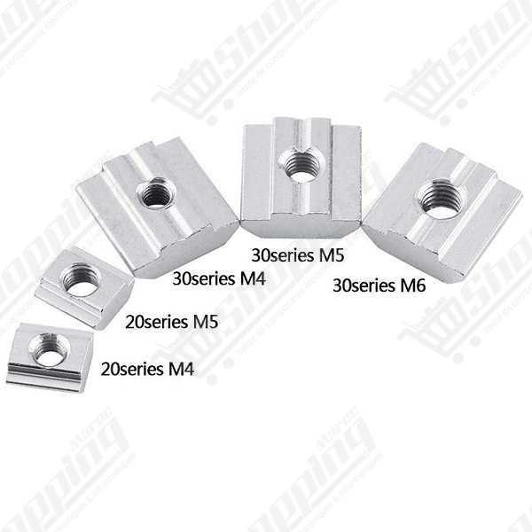 Écrou en T M4 en aluminium pour profilé série 20 (EU20)