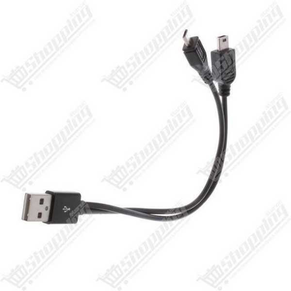 Câble USB vers Mini USB et Micro USB 2 en 1 - 21 cm