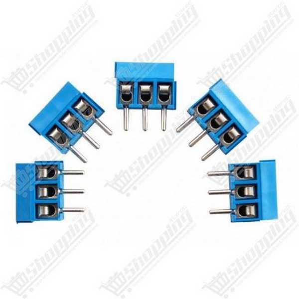Bornier à vis 3 pins 5mm bleu