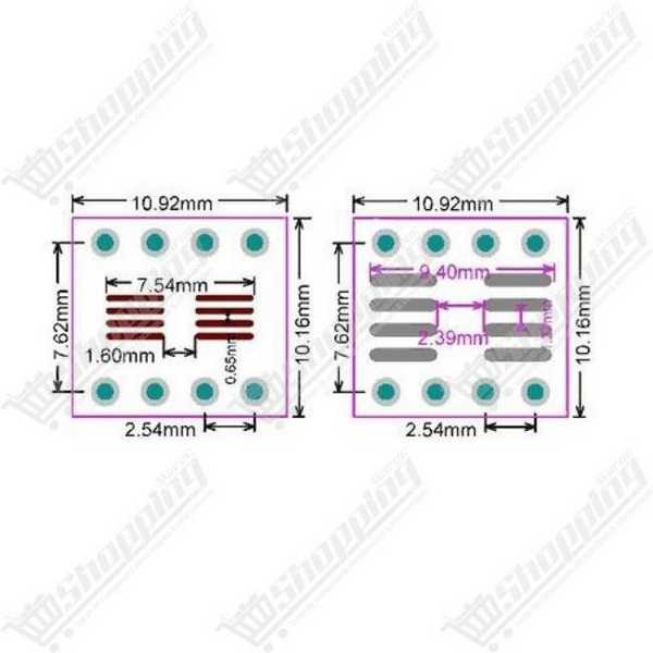 Adaptateur SOP8 SSOP8 vers DIP8 1.27mm