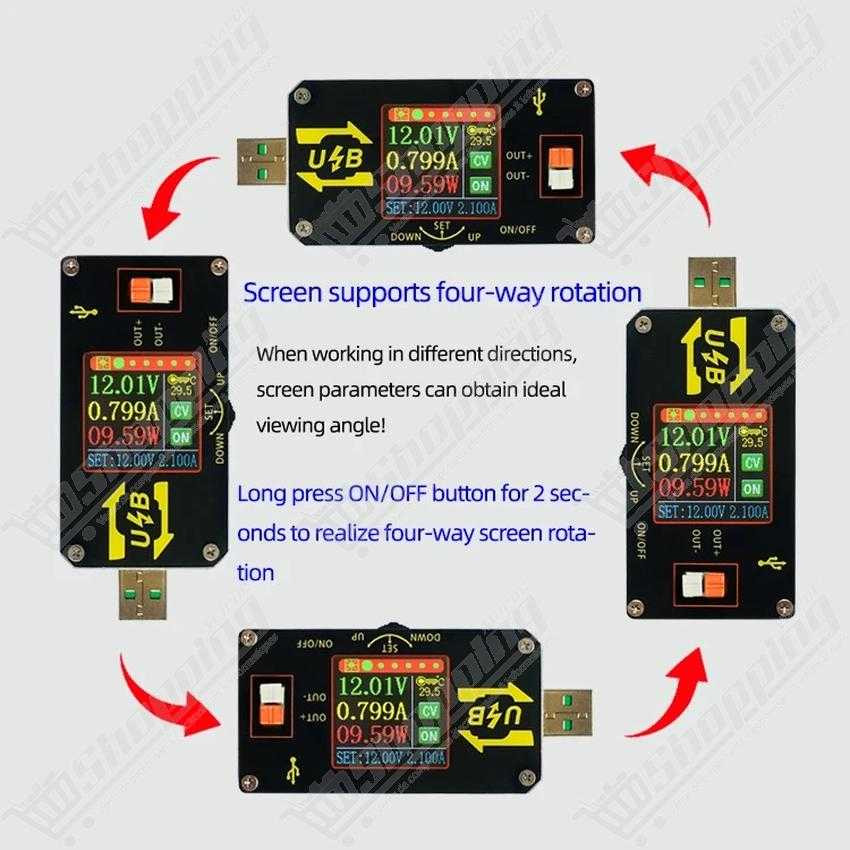 Convertisseur DC-DC Buck-Boost USB réglable 0.6-30V 15W avec afficheur LCD